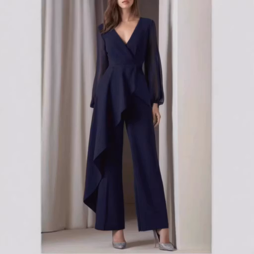 Elegant Chic Casual Jumpsuit In Navy Blue - ellahollywood