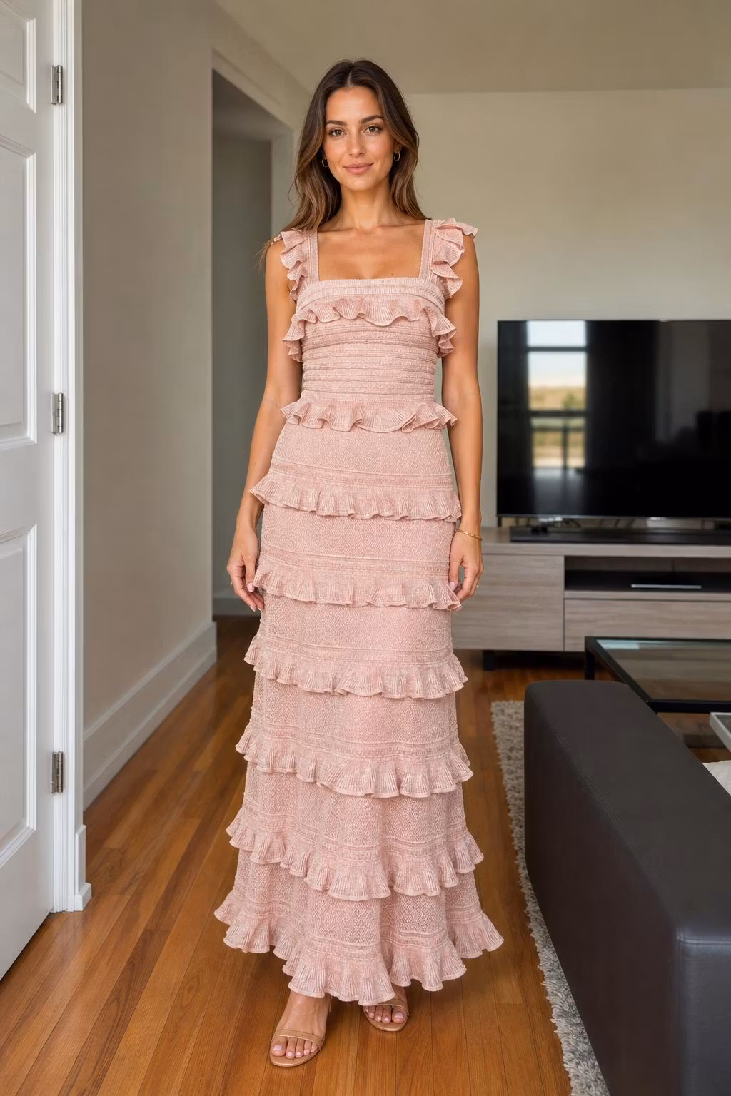 Ruffled Tiered Knit Maxi Dress - ellahollywood