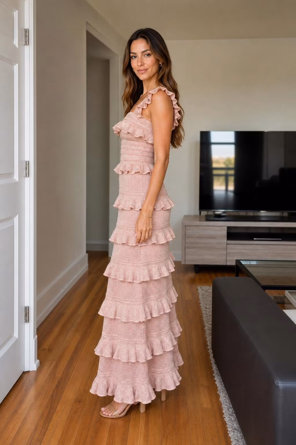 Ruffled Tiered Knit Maxi Dress - ellahollywood