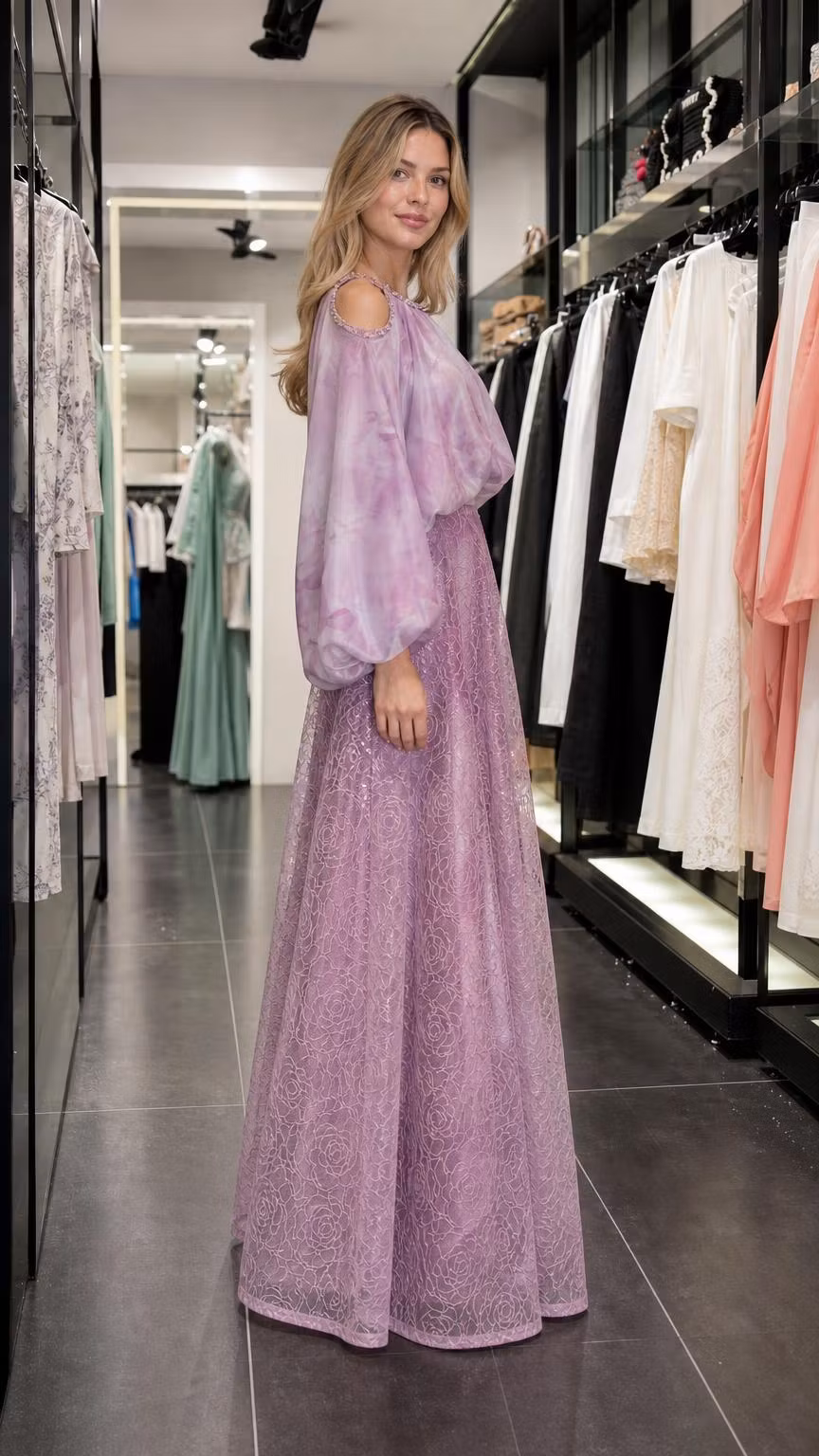 Two-Piece Cold-Shoulder Blouse and Lace Wide-Leg Trouser Set - ellahollywood