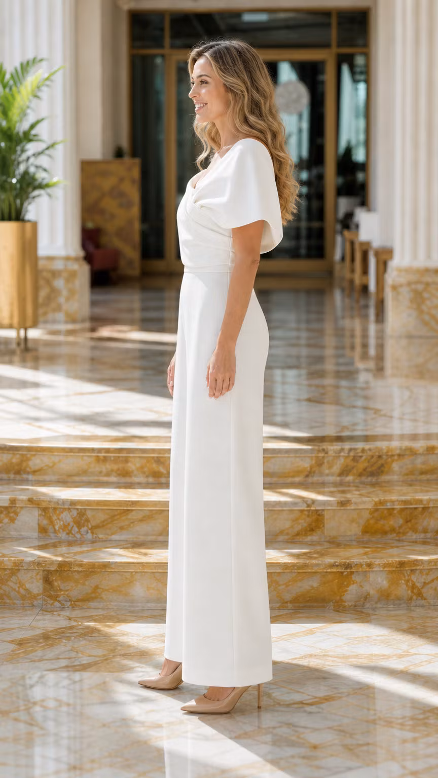 Off-Shoulder Draped Wide-Leg Formal Jumpsuit - ellahollywood