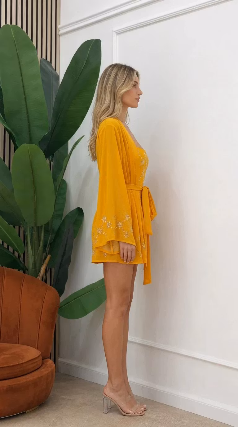 Embellished Three-Piece Romper and Kimono Set - ellahollywood